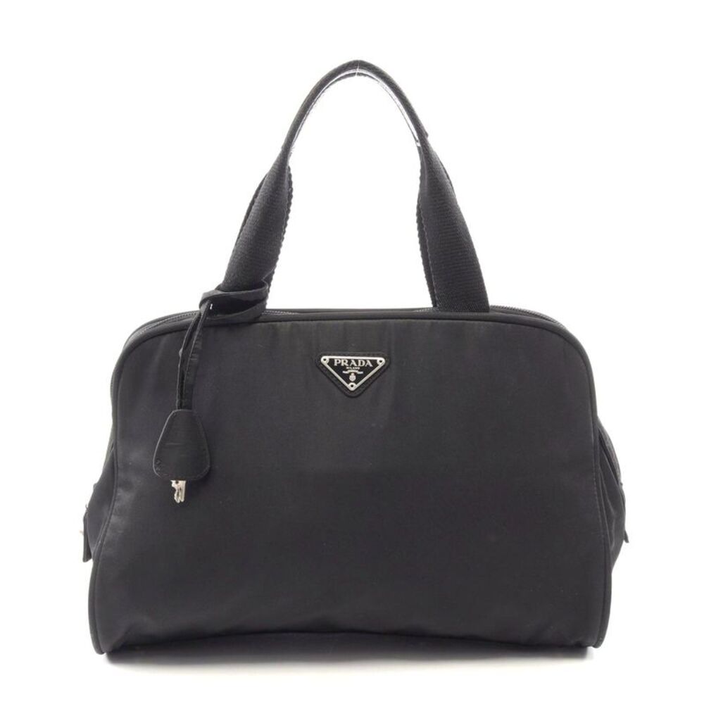 Prada Nylon Leather Handbag Black